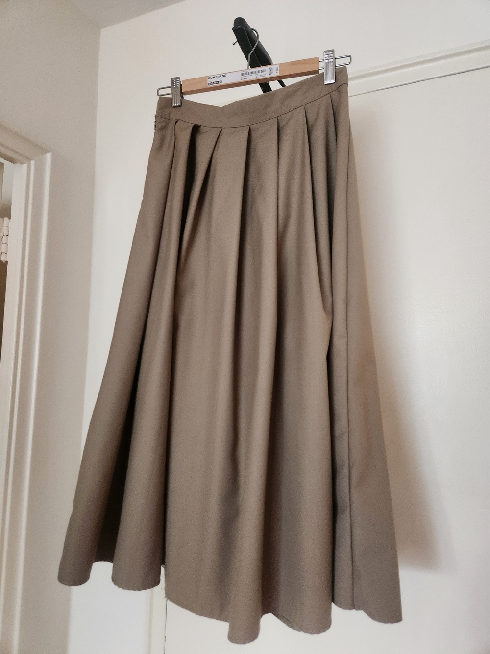 Flattering A-Line Midi Skirt in Taupe